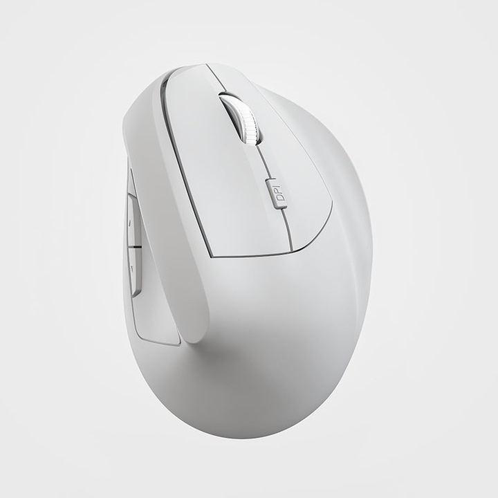 Mouse vertical ergonomic, 2.4G wireless, design elegant, alb, 11.4x8x6.1cm
