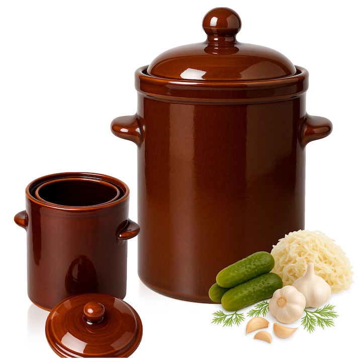 Oala de Gresie, SuperButelki, Ceramica Alimentara Naturala Glazurata, Capacitate Optima de 5 Litri, Rezistenta la Temperaturi si Actiunea Sarii, Curatare Usoara – Inclusiv in Masina de Spalat Vase, 30 x 24 x 13 cm, Multicolor