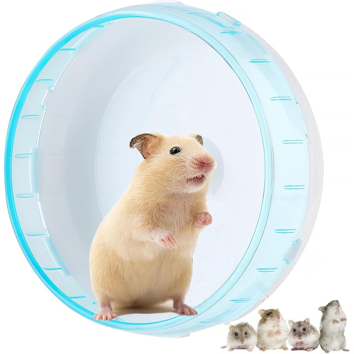 Roata pentru Hamster, 21 cm, pentru rozatoare, functionare silentioasa, set de instalare inclus