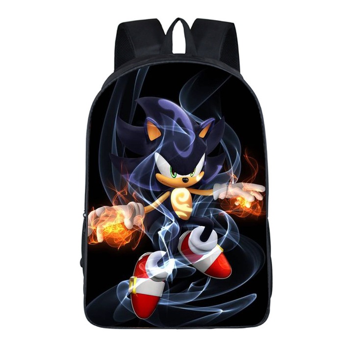 Ghiozdan scolar Sonic Mouse, imprimeu cartoon, material nylon, 44x28x13cm