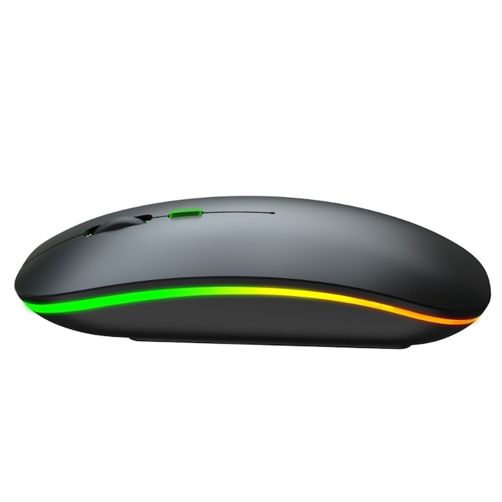 Mouse optic ergonomic wireless 2.4G, negru/silver, 800-1600 DPI, dimensiuni 113x58x26mm, set complet