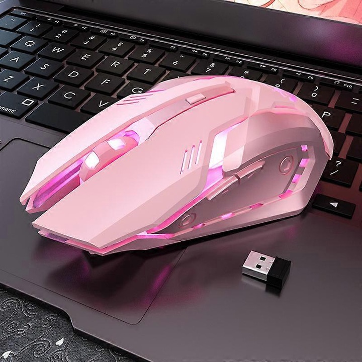 Mouse wireless, roz, 1200 dpi, 10m transmisie
