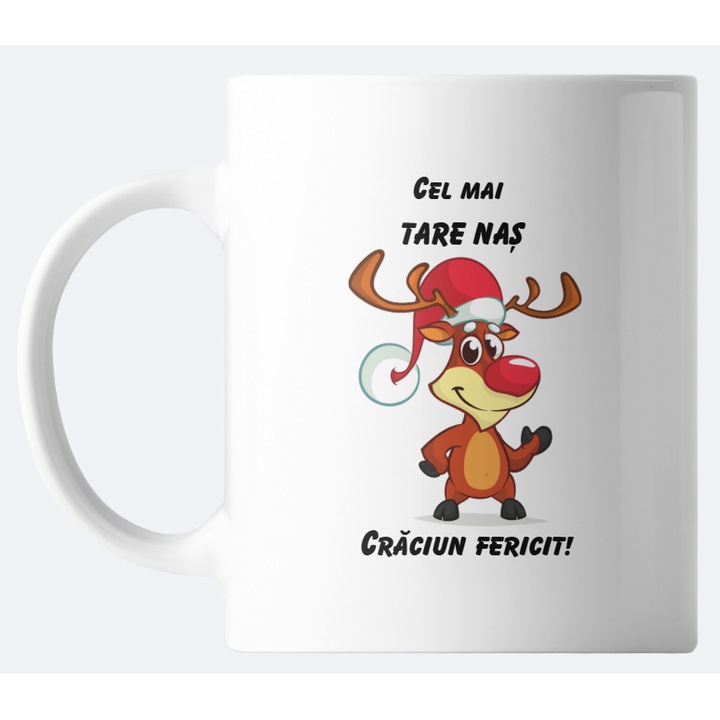 Cana personalizata "Craciun Fericit, Nasu" ceramica, 330ml