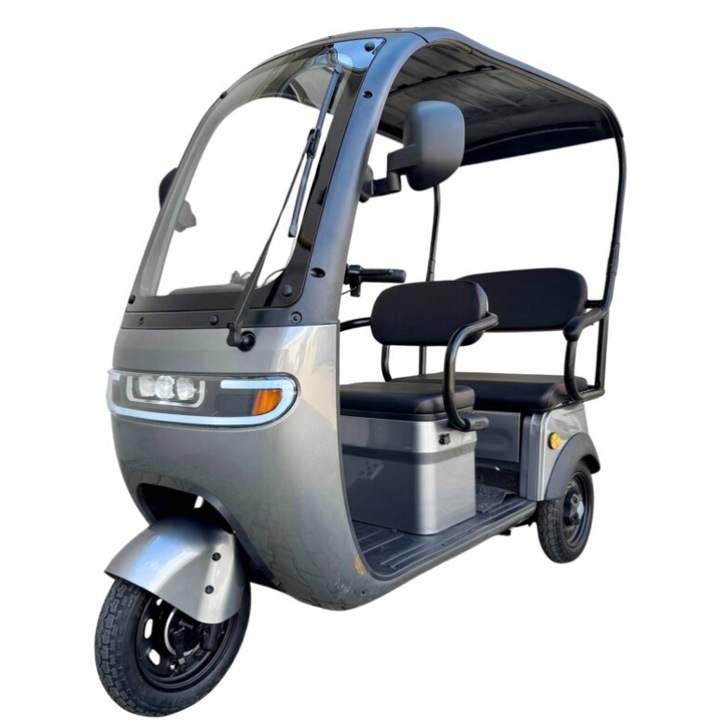 Triciclu Electric DBSolar – 2 Locuri, cu Acoperis si Parbriz, Baterie 60V/20Ah, Viteza 25 km/h, CIV INCLUS