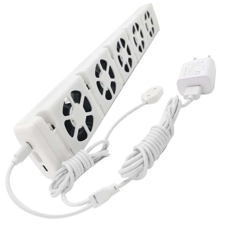 Вентилатор за радиатор, Модел MXRV-S201, бял, 5 броя, два вида закрепване, температурен сензор, автоматично стартиране