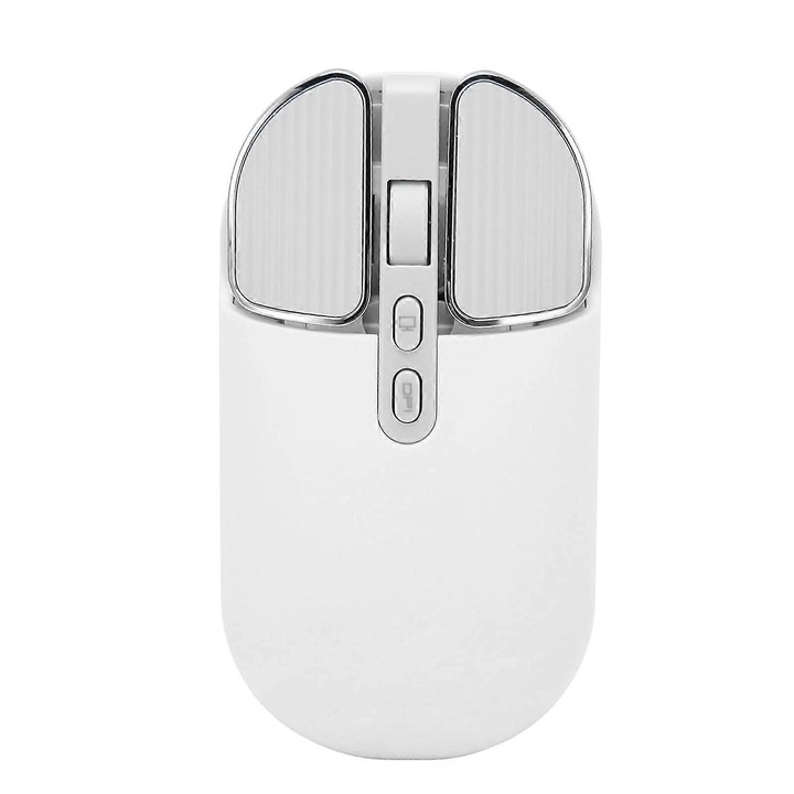 Mouse wireless, 2 moduri, design silentios, alb, dimensiune portabila
