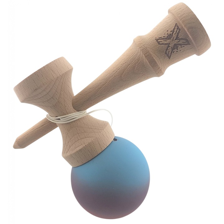 Kendama Dali, professzionális, bükkfa, gumírozott fogás, 18x5.5cm, rózsaszín/lila/kék