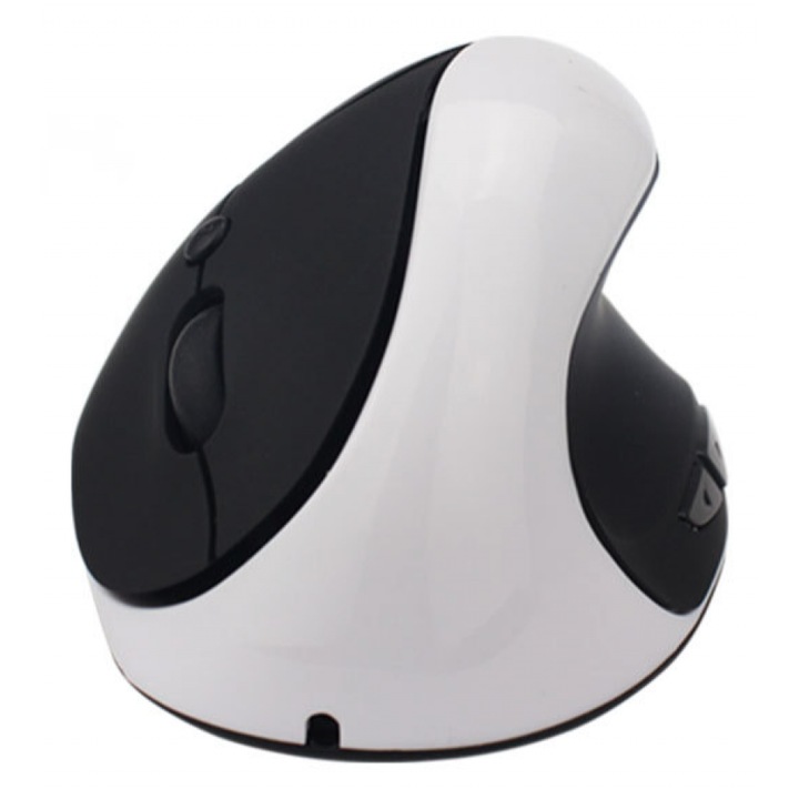 Mouse vertical wireless reincarcabil, design ergonomic avansat, 1600DPI, culoare neagra.