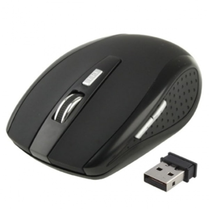 Mouse wireless, 6D optic, design ergonomic, negru, 10m