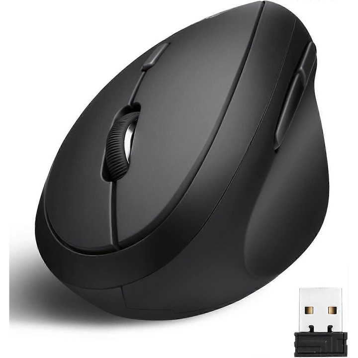 Mouse wireless ergonomic, 3 niveluri DPI, 105x67x58mm, negru