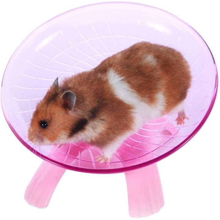 Roata de exercitii pentru hamster, 18x18x11cm, suprafata antiderapanta, functionare silentioasa, set jucarii animale