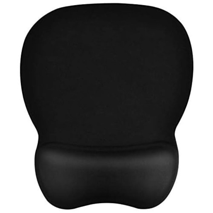 Ergonomikus egérpad gél támasztékkal, csúszásgátló szilikon talppal, 23x19cm, 4mm, fekete