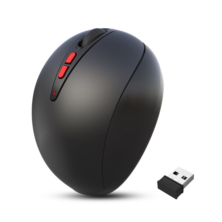 Mouse ergonomic vertical, 2.4GHz, 3 niveluri DPI ajustabile, negru, 10x8.5x7cm
