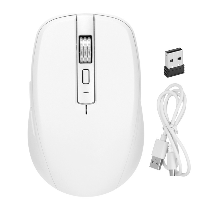 Egér vezeték nélküli ergonomikus, RGB, dual mód, szürke, 2.4G/BT5.1