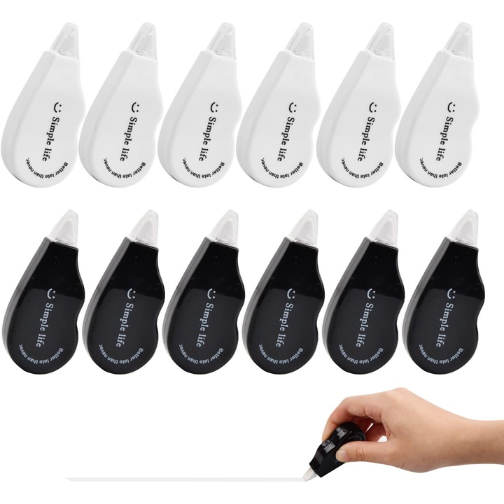 Set 12 benzi corectoare, 4m x 5mm, pentru birou si scoala