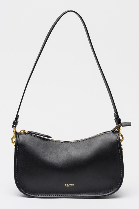 COACH, Waverly állítható pántos bőr válltáska, Fekete