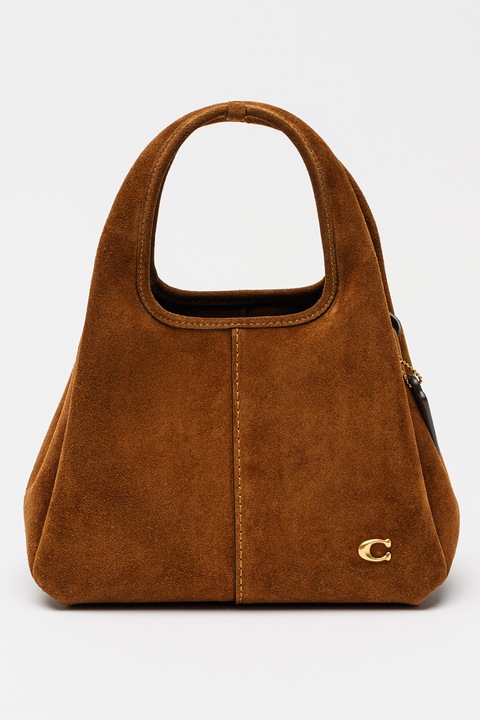COACH, Велурена чанта за рамо Lana, Канелено кафяво