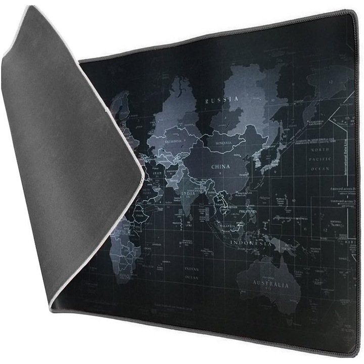 Mouse Pad XXL, 90x40x0.3cm, design harta mondiala, impermeabil, antiderapant