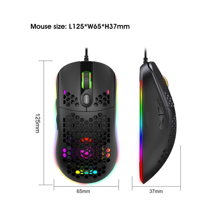 X600 gaming egér, 6 gombos, 800-6400 DPI, kábeles, többszínű