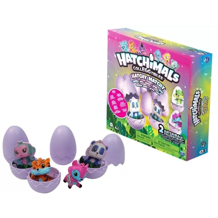 Joc de societate Spin Master Hatchy Matchy, 24 oua, 2 figurine Hatchimals, multicolor