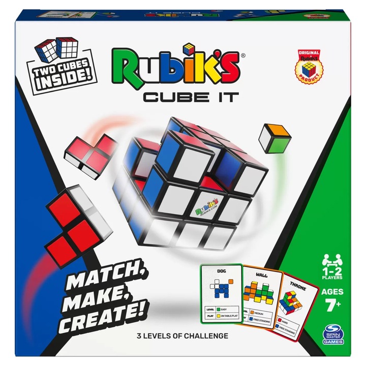 Настолна игра, Spin Master, Rubik, комплект 2 кубчета, 3D, многоцветен