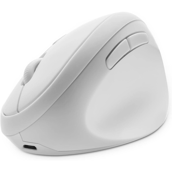 Mouse vertical ergonomic, wireless, 2.4GHz, 3 DPI ajustabili, alb, 105x67x60mm