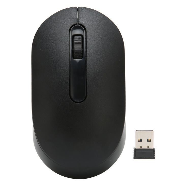 Mouse wireless 2.4G, ergonomic, simetric, cu interfata USB, pentru birou si jocuri, negru