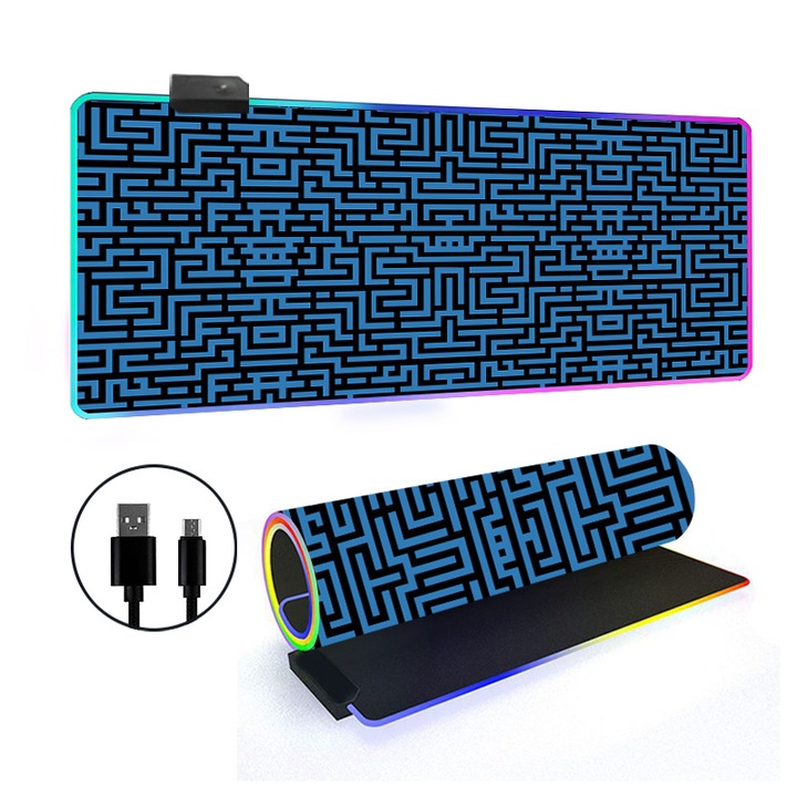 Egérpad RGB, 300x700x4mm, LED effektek, összecsukható kialakítás, többszínű