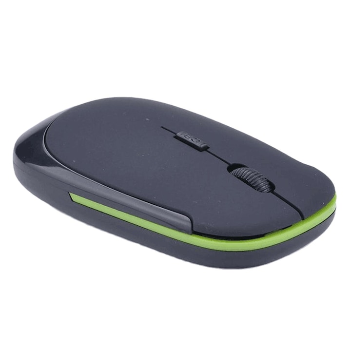 Mouse optic wireless 2.4GHz, 4 butoane, negru, 105x60x20mm, set cu receptor USB