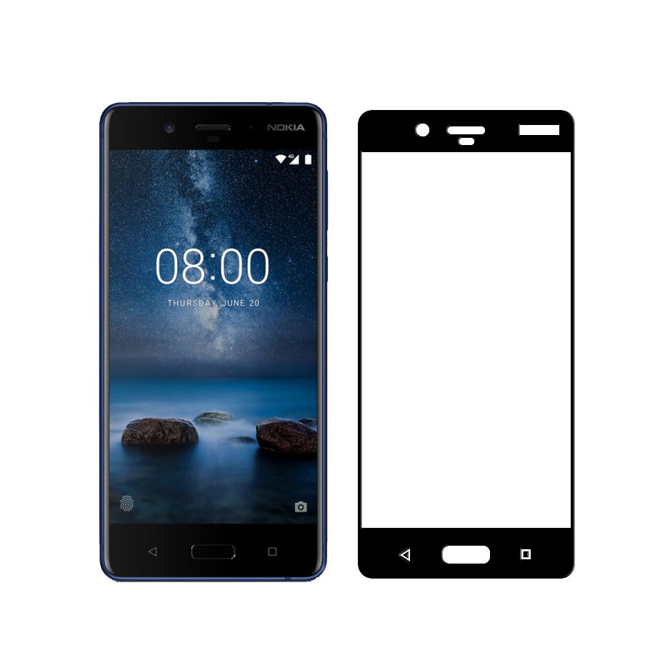 Folie protectie sticla securizata full size pentru Nokia 8, negru