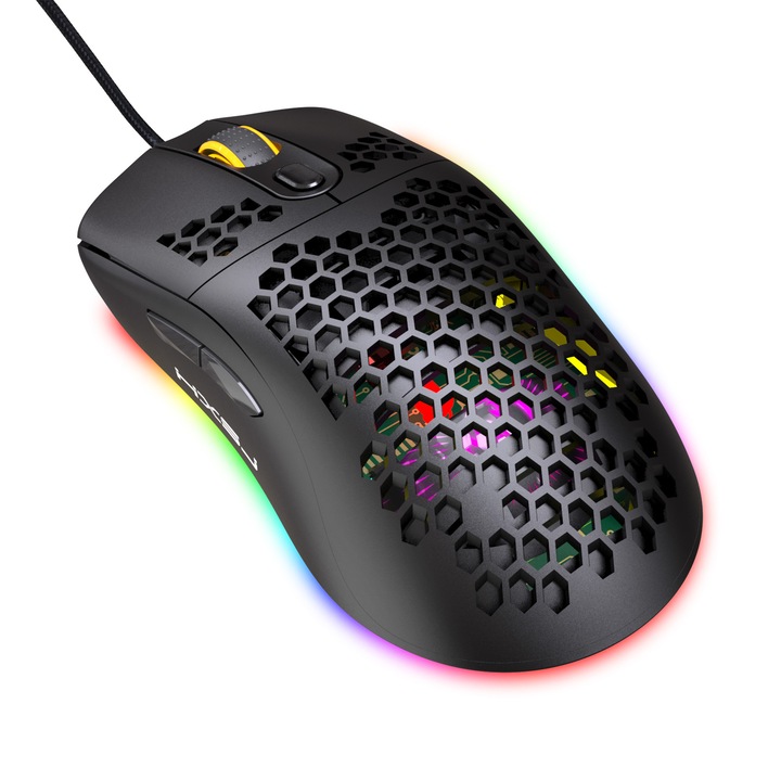 Mouse de gaming X600, 6 butoane, iluminare RGB, DPI ajustabil 6400, cablu 160cm, ergonomic