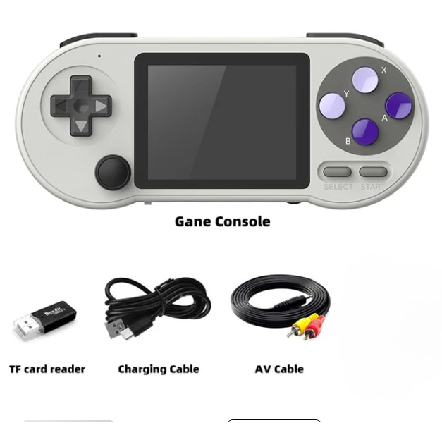 Consola portabila DataFrog SF2000 - Knight’s Starter Pack, Emulatoare GB/GBC/SFC/FC/MAME, Ecran IPS 3.0 inch, 6000 Jocuri, 16GB, Gri