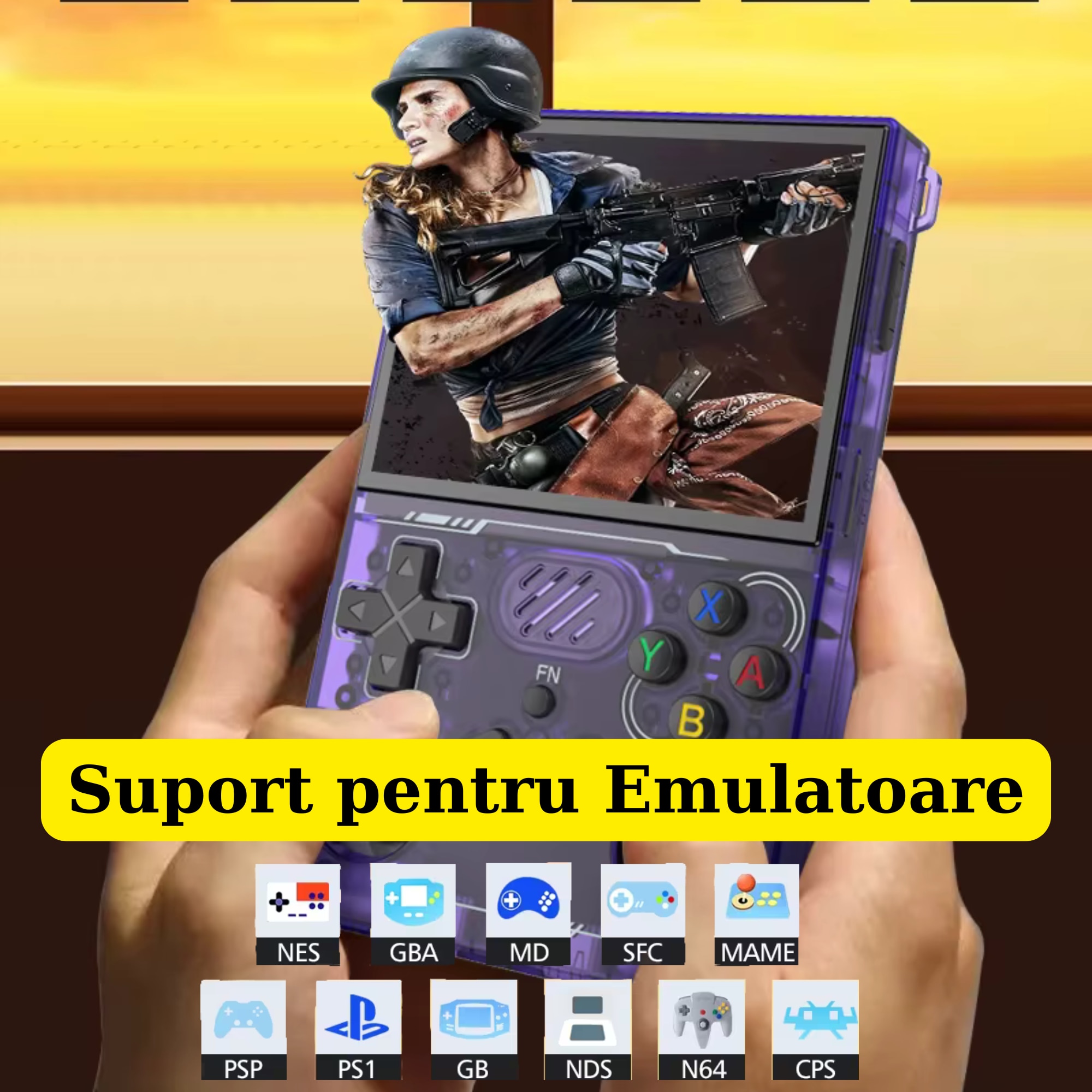 Consola cu Jocuri Retro Portabila PLEMORY®, Model Nou R36XX 2026 64Gb, 30.000 + Jocuri Retro Preinstalate, Game Console pentru Adulti si Copii, 3000mAh, Joystick 3D, Sistem Linux, Ecran IPS de 3.5 inch, Conexiune Wi-Fi, Alba
