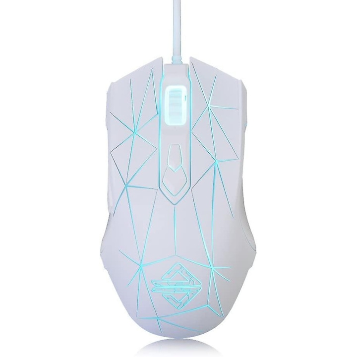 Mouse RGB AJ52, 7 butoane programabile, design ergonomic, iluminare LED, alb stea