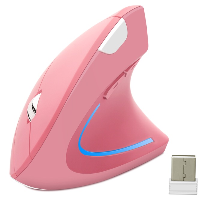 Mouse vertical ergonomic wireless, conturat, design confortabil, multicolor