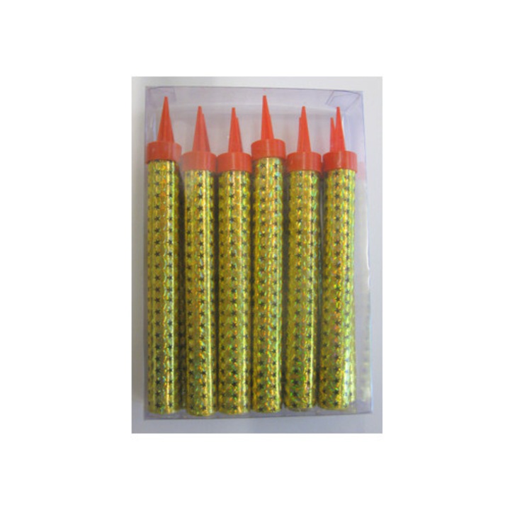 Lumanari petrecere, 12 cm, aurie, set 12 bucati