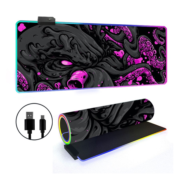 Egérpad RGB, Extra Nagy, Csúszásgátló, 300x600x4mm, Többszínű