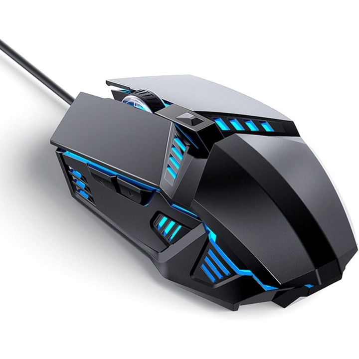 Mouse de gaming cu fir, 4 DPI ajustabili pana la 4000 DPI, iluminare LED multicolora, ergonomic