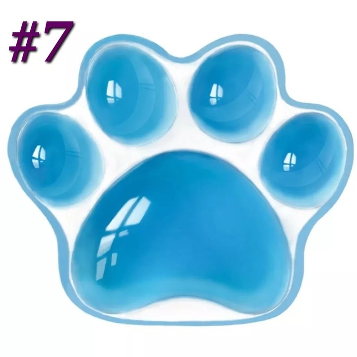 Mousepad cu forma de laba de pisica, transparent, antiderapant, suport pentru incheietura mainii, albastru