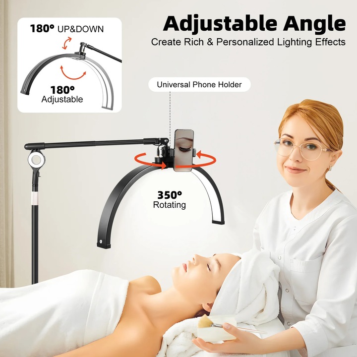 Lampa Half Moon, 36W/40W, Unghi de rotatie 350°, 110V/220V, cu suport pentru telefon, reglabila