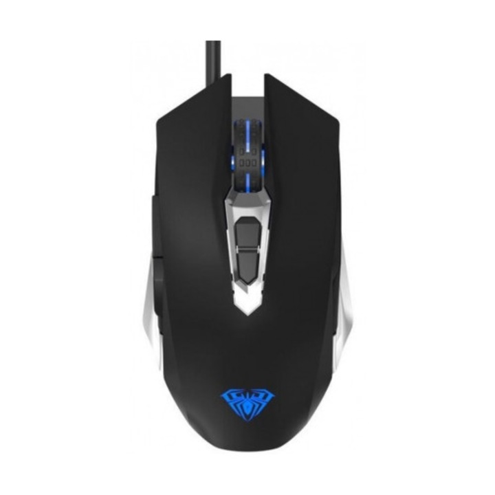 Геймърска мишка Aula189, 7 бутона, RGB подсветка, черна, стандартна, 125x60x40мм