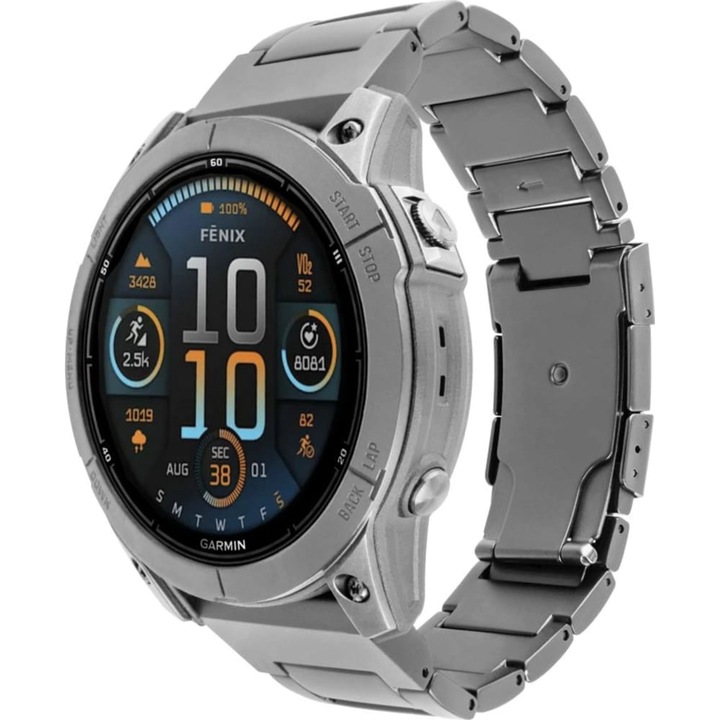 Okosóra szíj, Fixed Titanium Strap kompatibilis Garmin Fenix 8 (47 mm) / E / 7 Pro / 7 / 6 Pro / 6, Szürke