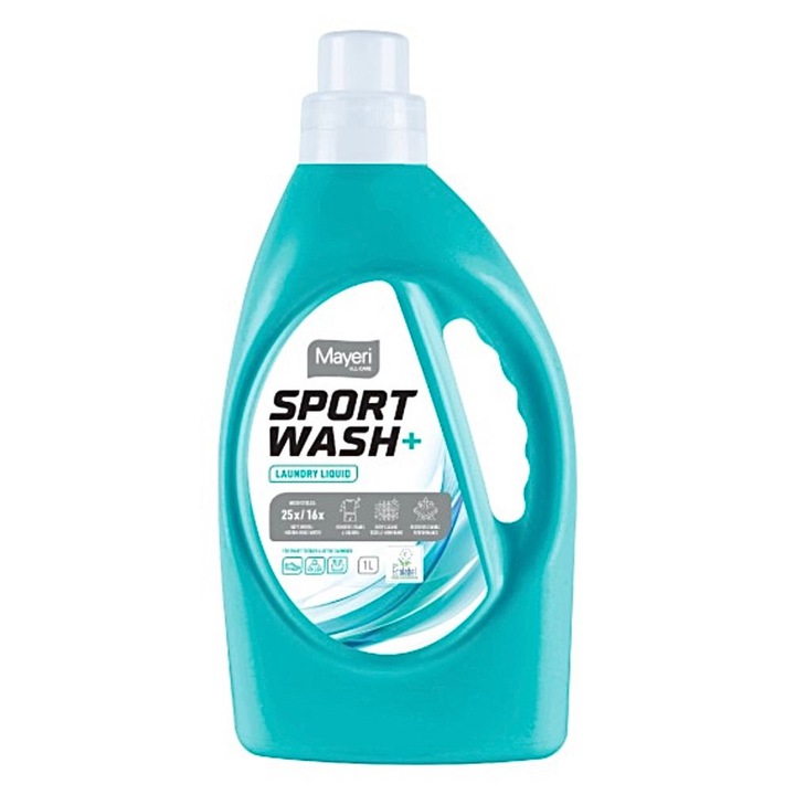 Течен перилен препарат, Mayeri, Sport Wash, 1L, ефективно почистване, свеж аромат