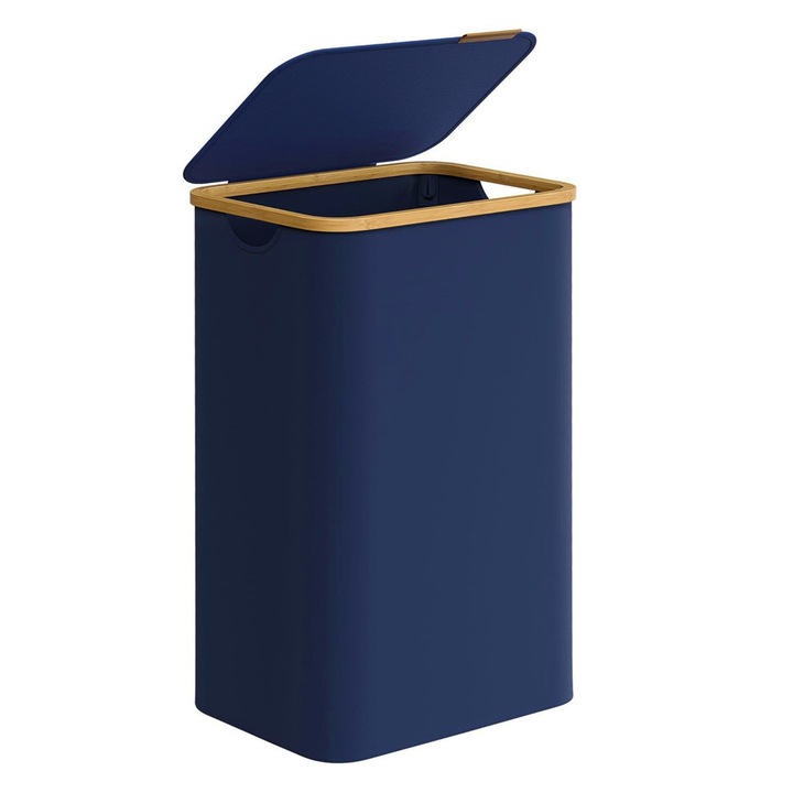 Кош за пране, Разглобяемо отделение, Сгъваем, Син, 90 л, 42 x 32 x 71 см