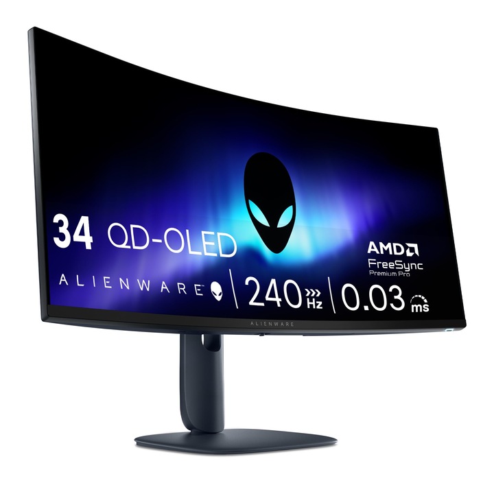 Monitor gaming Alienware 34, curbat 21:9, QD OLED, 240Hz, 3440x1440, 34 inch