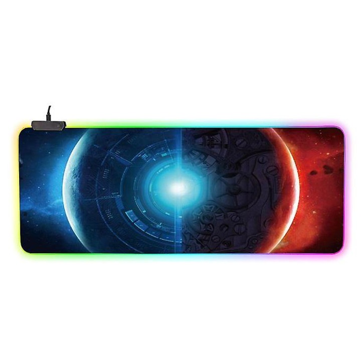 Mousepad RGB Gaming, 800x300x4mm, 7 moduri de iluminare, baza antiderapanta, set inclus