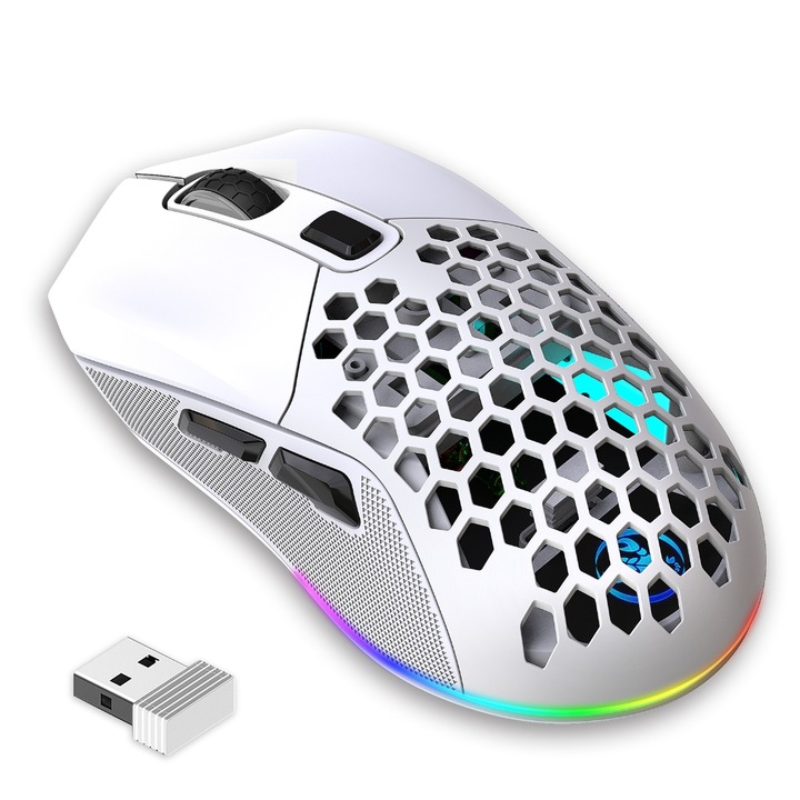 Mouse wireless dual-moda 2.4G si BT5.1, RGB, 6 butoane, 4800dpi, 12.3x6.6x4cm