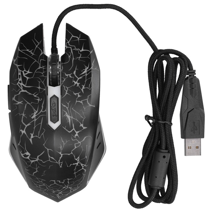 Mouse de gaming cu fir, 6 butoane, 4000DPI, multicolor, 1.6m