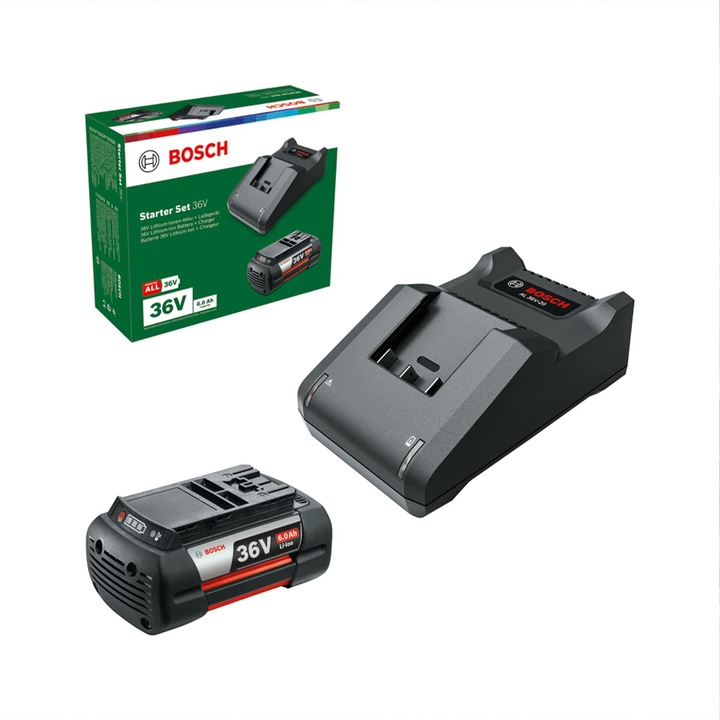 Set pornire Bosch, 1 baterie 36V 6.0Ah, încărcător 36V-20, cutie