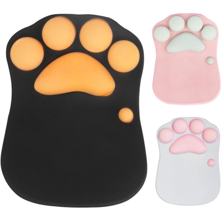 Mousepad ergonomic, 3D, form de laba de pisica, material siliconic, dimensiuni 25x20cm, multicolor